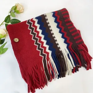 Boho vintage style knit tassel shawl cloak poncho for women cozy fashion wrap scarf