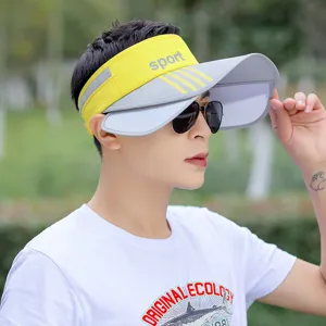Summer sun protection empty top hat for men, wide brim anti-UV cap for outdoor sports fishing.