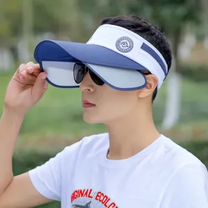 Men sun visor hat summer outdoor UV protection adjustable wide brim empty top cap for fishing
