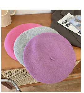 Women winter wool beret hat candy color retro painter hat French style elegant stylish warm
