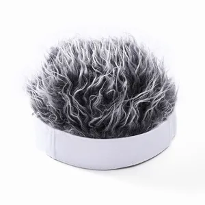 Novelty fuzzy hair beanie hat, funny wig sailor cap with white band for street hip hop style