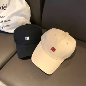 Korean style simple M letter embroidered baseball cap sun hat for men and women