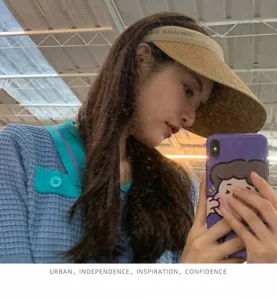 Straw sun visor hat for women summer beach anti-uv empty top hat casual outdoor sun protection