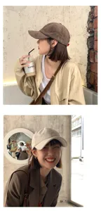 Stylish Womens Corduroy Baseball Cap Autumn Winter Casual Korean Duckbill Hat Detail