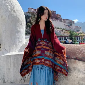 Ethnic Style Women Oversized Print Shawl Scarf Summer Sun Protection Beach Cape Poncho Travel Fashion Wrap