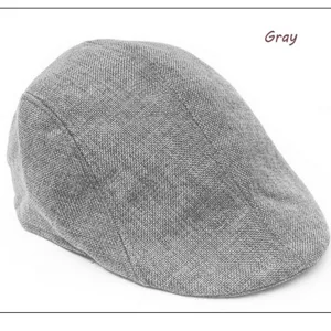 Berretto a Becco d'Anatra in Lino Traspirante Unisex Stile Retrò Britannico Berretto Piatto Newsboy per Primavera Estate Abbigliamento Casual