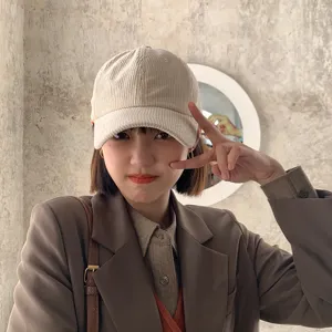 Women corduroy baseball cap autumn winter casual duck tongue hat fashion solid color adjustable cap