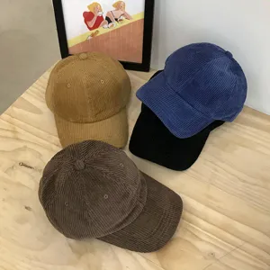 Corduroy baseball hat for women and men, classic casual vintage solid color dad cap.