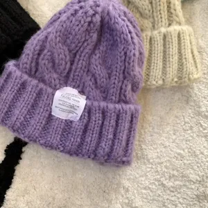 Cozy chunky knit beanie hat for women autumn winter warm soft solid color slouchy knitted cap