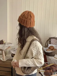 Women Winter Warm Knit Beanie Hat Thick Cable Knit Mohair Slouchy Skull Cap Sweet Daily Casual Cap