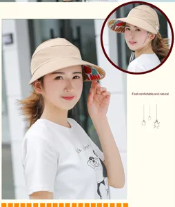 Women sun hat empty top summer anti-uv wide brim beach cycling hat product detail view