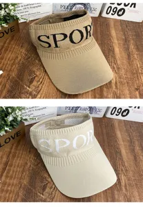 Knitted empty top sun visor hat for women, breathable summer outdoor sports casual cap.