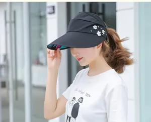 Women summer empty top sun visor hat large brim uv protection beach cycling casual cap