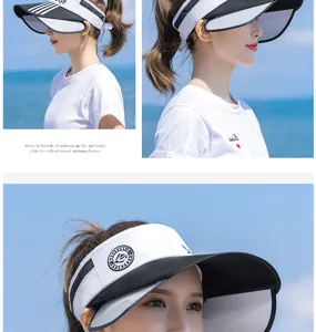 Détails de la visière de soleil d'été pour femmes avec large bord et tissu respirant.