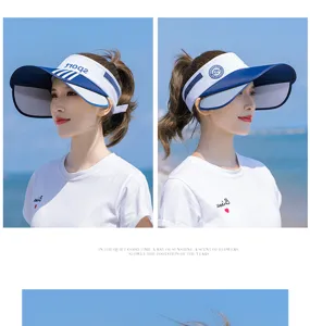 Chapeau visière de soleil femme été haut vide anti UV grande bord anti ultraviolet casquette