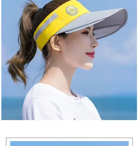 Chapeau de visière de soleil d'été pour femmes haut vide sport en plein air protection UV bord large