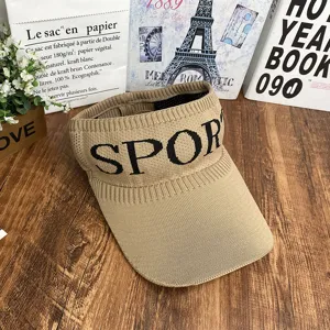 Women's knitted empty top sun visor hat, casual outdoor sports summer beach sun hat.