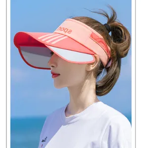 Femme Chapeau Vide Été Protection Solaire Anti-UV Large Bord Extérieur Sport Visière De Soleil