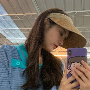 Straw sun visor hat for women summer beach UV protection wide brim casual cap stylish