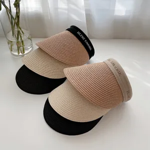 Women straw sun visor hat empty top beach anti-uv summer casual outdoor fashion hat.