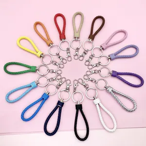 Creative Braided Leather Rope Keychain Car Key Ring Multi Color Lanyard Bag Pendant Fashion Accessories For Women Men