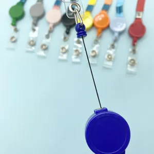 Retractable badge reel with steel cord pull cord ID card holder lanyard office school supplies