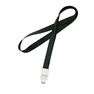 Tour de cou noir 15mm lanière porte-badge avec boucle blanche pour bureau et exposition
