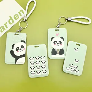 Portatarjetas de Identidad de Plástico Panda de Dibujos Animados Con Cordón Cubierta Deslizante Porta Credencial Estudiante Oficina