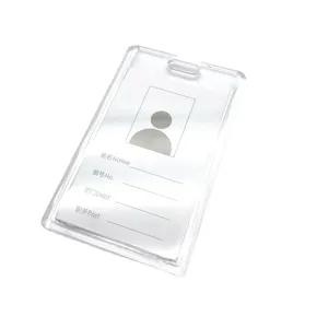 Transparent Sliding ID Card Holder With Lanyard Clear Badge Protector For Student Employee Name Card Case Office Supplies