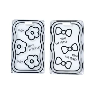 Clear plastic ID card holder transparent protective sleeve for school bus card IC badge case.