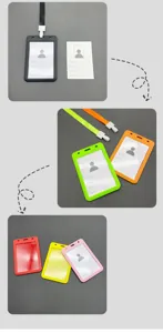 Plastic ID card holder with lanyard badge holder for office and school exhibition.