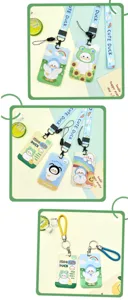Cute cartoon duck and frog card holder set with lanyard, ideal for student access cards.