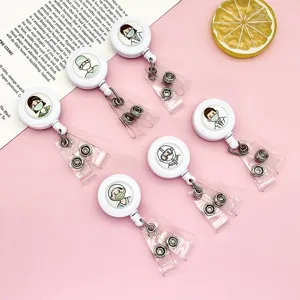 Multifunctionele Intrekbare Badgehouder Plastic Medische Zuster Dokter Cartoon Badgehouder Met Dubbele Leren Band
