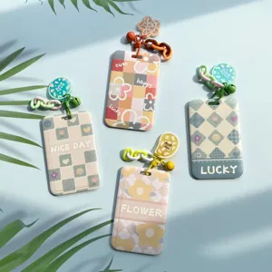 Tarjetero de ABS con Flores de Pintura al Óleo Fresca Con Llavero Colorido Funda Protectora para Tarjeta de Autobús Escolar