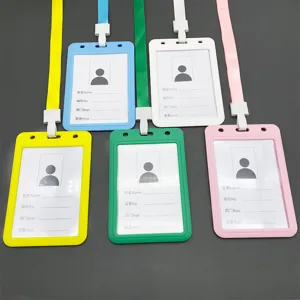 Plastic ID Card Holder Slide Cover Badge Sleeve For Office School Students Lanyard Name Tag Bus Access Card Protector