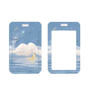 Funda de tarjeta dibujos animados planeta azul estudiante campus ID protector credencial