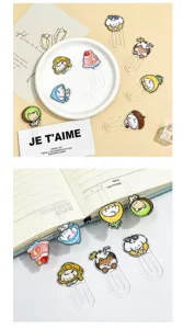 Trombones en acrylique transparents mignons animaux fruits signets pour lecture bureau.