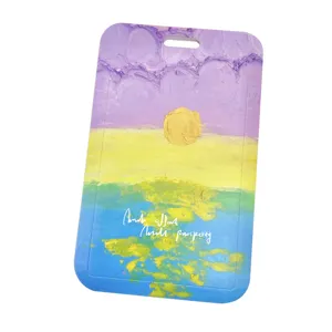 Oil painting card holder student bus badge protective case with lanyard aesthetic design