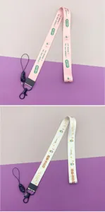 Cartoon polyester lanyard for student ID cards and badges, durable neck strap wholesale.