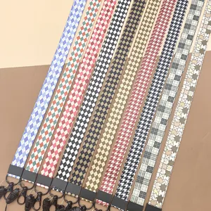 Cartoon Kariertes Muster Halsband Lanyard Lange Breite Anti-Verlust Gurt Für Schlüssel Kartenhalter Mode Lanyard Für Studenten
