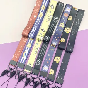 Cute cartoon polyester lanyard for ID badge key card school student neck strap cute design