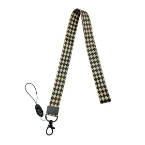 Rautenmuster Umhängeband für Schlüssel und Ausweise, breites Lanyard mit robustem Karabiner.