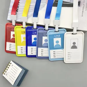 Portatarjetas de Identificación de Plástico Transparente Minimalista Con Cordón A Juego Funda Transparentes de Tarjeta de Trabajo De Una Sola Cara Para Oficina Empleados Exposición Escuela