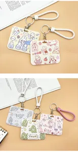 Cute cartoon slide card holder bus meal access card protective cover with lanyard.