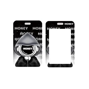 Cartoon astronaut card holder sleeve student bus access card protective cover lanyard