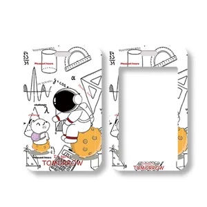 Cute astronaut cartoon sliding card holder waterproof ID badge case for students bus transit