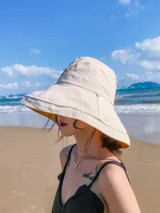 Cappello sole donna tesa larga cappellino spiaggia protezione UV casual beige cappello chic