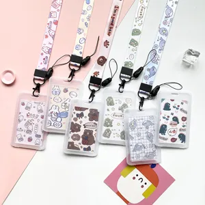 Cute Animal Transparent Integrated Flip Waterproof Cartoon Card Holder For Students ID Campus Library Card Protective Cover