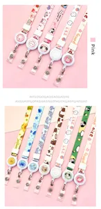 Cute cartoon retractable badge reel lanyard animal flower ID card holder neck strap cute style