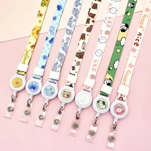 Cartoon Retractable Badge Reel Lanyard Cute Student ID Card Holder Neck Strap Wholesale